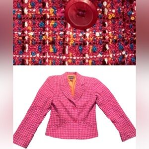 Metrostyle brand pink tweed jacket women’s blazer sz 10 multicolor